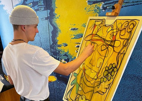 Keanu Rether, live painting, GVS Weinschiff